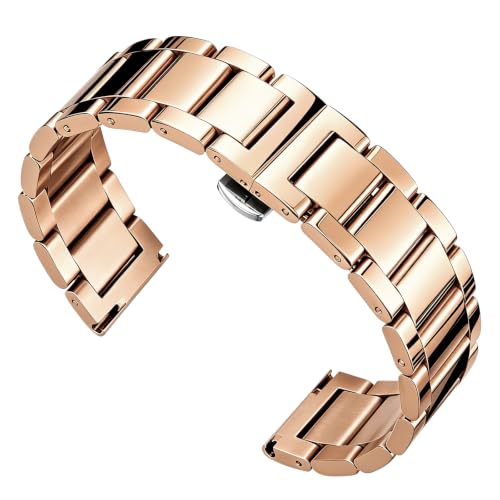 Image of BINLUN Thick Stainless Steel Watch Band Metal Heavy Polished Matte Brushed Finish Watch Strap Replacement for Men Women 16mm /18mm /20mm /21mm /22mm /23mm /24mm /26mm