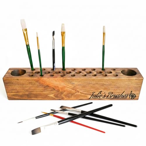 Personalized Paint Brush Holder Handmade Wooden Artist Tool Organizer Custom Engraved Desk Caddy for Painters Art Studio Storage Stand Unique Gift for Artists Artist Gift