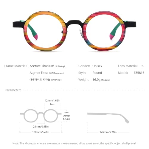 Image of FONEX Acetate Titanium Glasses Frame Women Round Eyeglasses Vintage Eyewear F85816