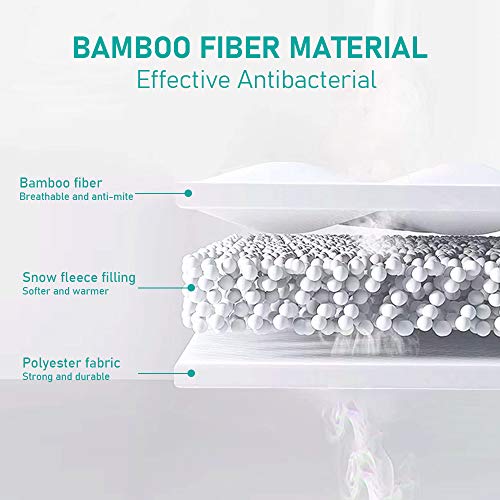 ENITYA Bamboo Mattress Pad Queen Size Hypoallergenic, Breathable, Soft Quilted Fitted Mattress Cover with 400 GSM Down Alternative Fill (8-21” Deep Pocket)