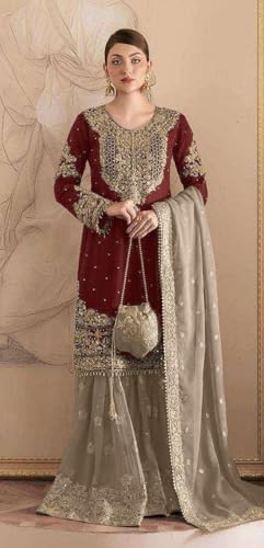 Ready to Wear Indian Pakistani Wedding Wear Palazzo Style Salwar Suit for Women.3