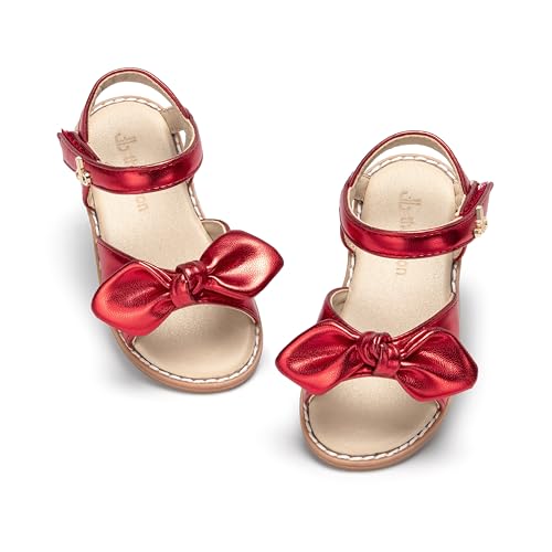 Image of THEE BRON Toddler Girls Sandals Wedding Flower Girl Dress Shoes Open Toe Flats