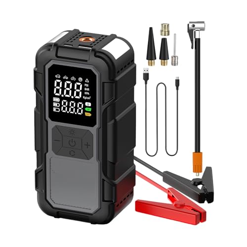 Arrancador portátil de 16,3 x 7,7 x 5,7 cm, potenciador de batería de coche, paquete de alimentación, potente dispositivo de arranque de 4000 A con cables para viajes por carretera, soporte al aire