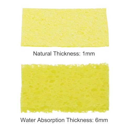 Image of MECCANIXITY 40PCS Soldering Sponge 50 x 35mm Rectangle Yellow Cleaning Pad Welding Tip Iron Replacement for Cleaning Soldering Iron 1mm Natural Thickness 6mm Water Absorption Thickness