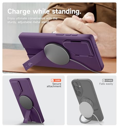 Image of SURITCH for Samsung Galaxy S24 Ultra Phone Case, Magnetic Protective Cover with Camera Cover & Adjustable Metal Kickstand for Galaxy S24 Ultra (2024)-Dark Purple