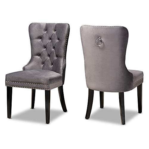 Baxton Studio Set of 2 162-10460-AMZ Dining Chairs, Grey/Espresso