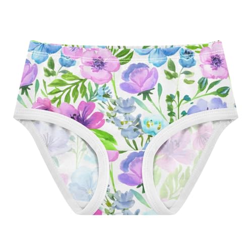 Cotton Girls Underwear Toddlers Watercolor Flowers Leaves Girl Panties Cute Print Briefs Girls Undies 2t