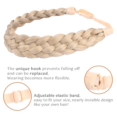 Gledola 5 Strands Synthetic Hair Braid Headband Hair Braided Headband for Women Girl (Honey Blonde) - Image 4