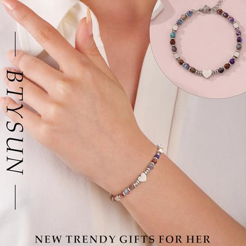 Christmas Gifts for Women, Stocking Stuffers for Teens Beaded Bracelets for Women Gifts for Mom Christmas Gift Mothers Day Gift for Grandma Daughter Bonus Mom Nature Stone Bead Bracelet Graduation Jewelry for Her 2026