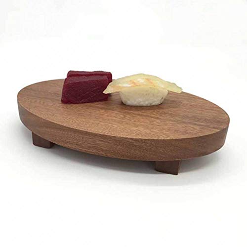 AAJKA Plate Wooden Sushi Plate Thicken Sushi Shop Display Tray Sashimi Display Tray Natural Wood Food Salver Sushi Tools 1Pcs