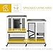 PawHut Indoor Rabbit Hutch, Three Story Wooden Rabbit Cage Bunny Hutch with Runs, Wheels, Waterproof Roof and Removable Trays, Gray