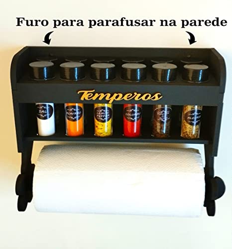 porta temperos parede e suporte papel toalha