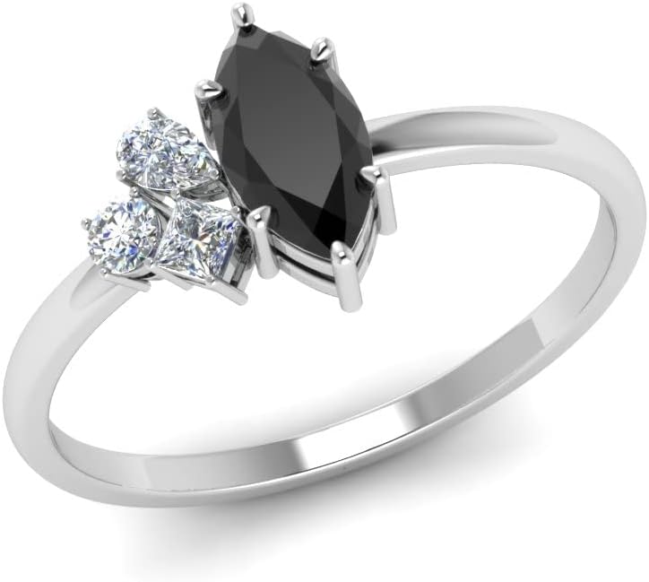 Natural Real Genuine Black Onyx 925 Sterling Silver Simple Promise Engagement Handmade Ring for Women