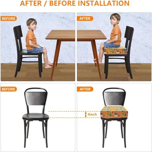 Image of Toddler Booster Seat for Dining Table, KIDUN 4 Inch Heightening Adjustable Booster Seat for Kitchen Chair Boy /Girl.(Buckle /Yellow)