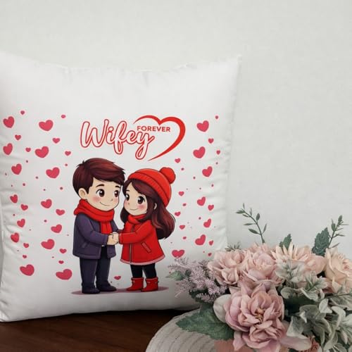 Image of Romantic Gift for Wife & Husband - 16x16 Inch Love Cushion for Anniversary, Birthday & Valentine's Day, Premium Filler - Wifey Love