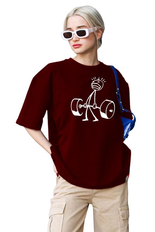 the duffers Baggy T-Shirts for Women Gym, Exercise, Workout, Yoga Oversize Tees - Round Neck, Half Sleeve, Loose Fit-picture-22