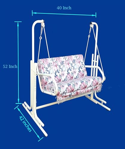 Image of s k modern art Swing with Stand | Jhula for Adults with Cushion for Home /Patio (Single Seater, White)