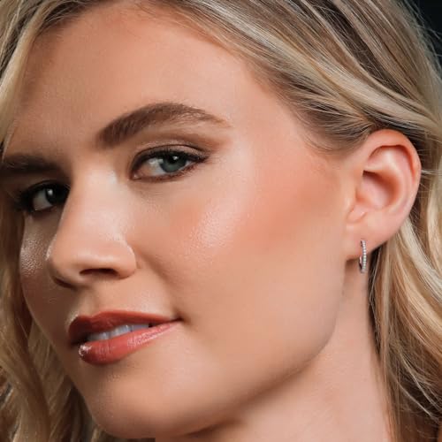 Gem Stone King 1/4 Cttw Solid 10K White Gold Lab Grown Round Cut Diamond Hoop Earrings | Gold Earrings For Women | G-H Color | VS-SI Clarity | 18MM = 0.70 Inch4