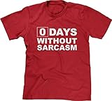 Blittzen Mens Zero Days Without Sarcasm, XL, Red