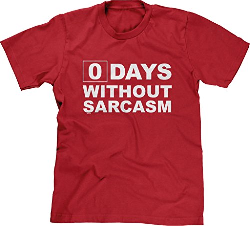 Blittzen Mens Zero Days Without Sarcasm, XL, Red