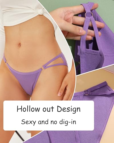 6 Pack Womens Underwear Cotton Hipster Panties Breathable Briefs Sexy Cheeky Stretch Hollow Out Bikini3