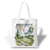 YTTRVHIH Yosemite National Park Tote Bag, Reusable Canvas Shoulder Bag for Shopping, Work, Travel, Beach, Gift Bag for Women Friends, Mountain Landscape Grocery Tote, 13.7 x 15.7 Inch