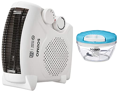 Image of Amazon Brand - Solimo 2000-Watt Room Heater (ISI Certified, White Colour, Ideal for Small to Medium r & 500 ml Large Vegetable Chopper with 3 Blades, Blue Combo
