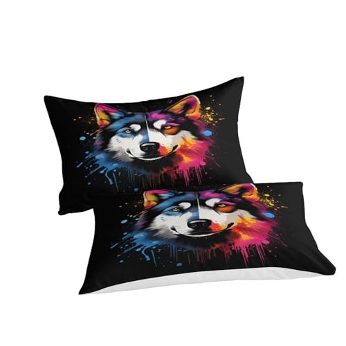 Housse de couette 220 x 240 cm microfibre parure de lit Husky king size