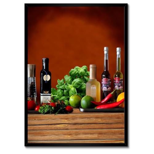 Épices pour la cuisine poster sous cadre blanc pour habiller un mur vide 50x70