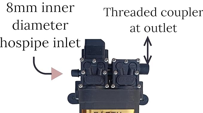 Image of Earth High Pressure Diaphragm Pump Double Motor 12V Dc Motor Kit 250 Psi 4452 Copper Agriculture Farm Fogger Misting Spray Motor Pump with 10 Feet Outlet Pipe, 4 Feet Inlet Pipe & 2 Clamp