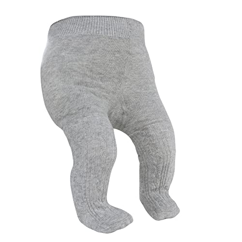 Zando Opaque Cotton Tights for Baby Girls, Infants & Toddlers, Cozy Winter Leggings with Cable Knit Design, Size 0-3M to 6-7T