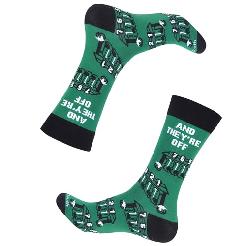 Derby Horse Racing Socks - Mens Accessories - Thoroughbred Horse Lover Gifts - Derby Party Decor - Horse Attire and Apparel (Blend, Out of the Gate)3