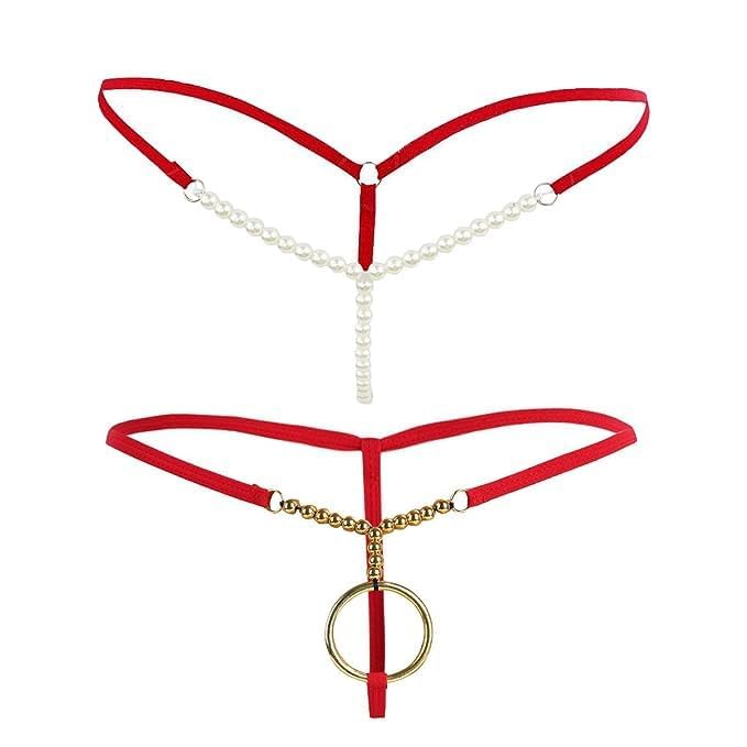 daddy come Polyester Men's and Women's Thong Bikini Metal O Ring Type Pearl G-String Low Waist Lingerie Thong, Free Size Hot and Sexy-picture-17
