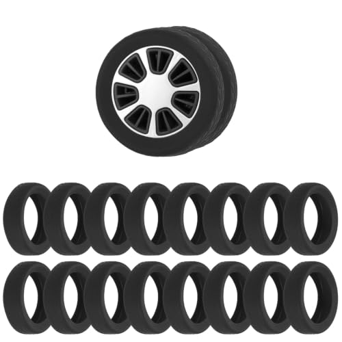 Image of 16 Pack Luggage Wheel Protection Cover, Wear Resistant Anti Noise Silicone Protector Cover for 2-3 inch Spinner Wheel for Suitcase Chairs Caster Travel, Black