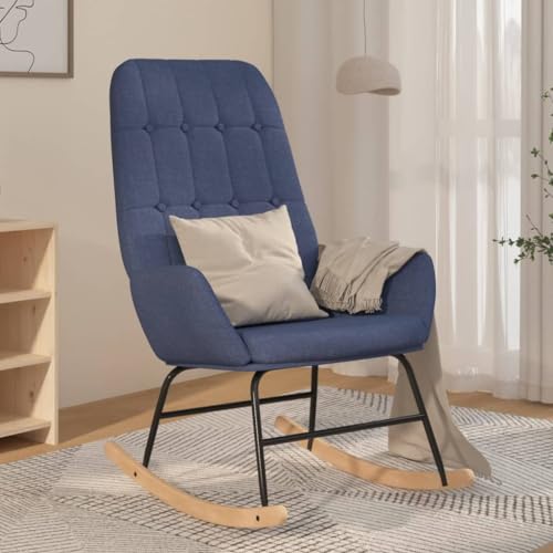Vetnasa Silla Mecedora de Tela Azul Mobiliario, Sillas, Mecedoras Azul 9,2 KG