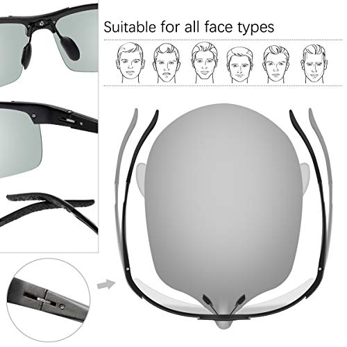 Spring Hinge Photochromic Polarized Sunglasses for Men and Women Al-Mg Metal Frame Sports Driving Glasses UV400 Protection Eyeglasses Anti Glare Eye Fatigue Golf Fishing Cycling Ultra-light Eyewear - Image 2