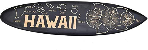 Interlifestyle Tabla de surf Hawaii Island de 100 cm, color negro, islas Maui Oahu Kauai