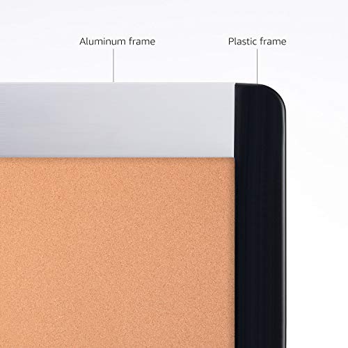 Image of Amazon Basics Cork Bulletin Board, 23 inch x 17 inch, Lightweight, Easy to Mount, Aluminum /Plastic Frame