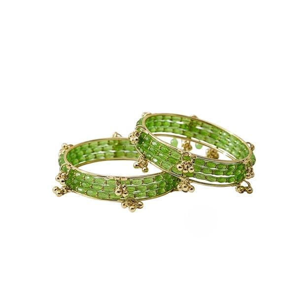 Image of Kashmiri Ghangharoo Glass Bangle Set for Women| Light Weight Bangles | Traditional Transparent Fancy Glass Chudi Set for Wedding, Party(Set Of 18)