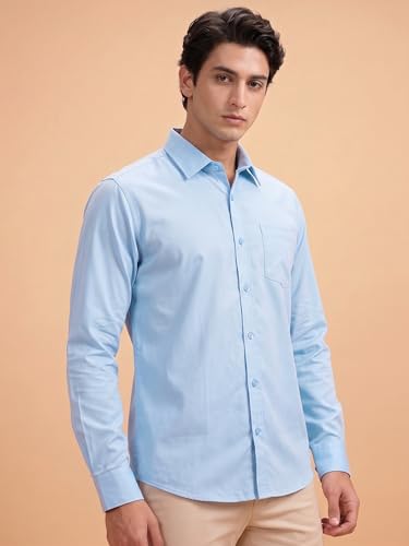 Image of Cozytton Men's Pure Cotton Solid Stylish Casual & Formal Wear Shirt | Stylish Regular Fit Full Sleeve Comfortable Office Party Trendy Shirt - Multi Color