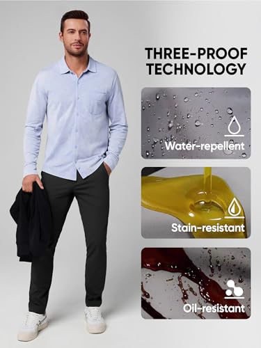Elegancity Chino Hosen Herren Schwarz Freizeithose Regular Fit Funktionshose Wasserdicht Business Anzughose M