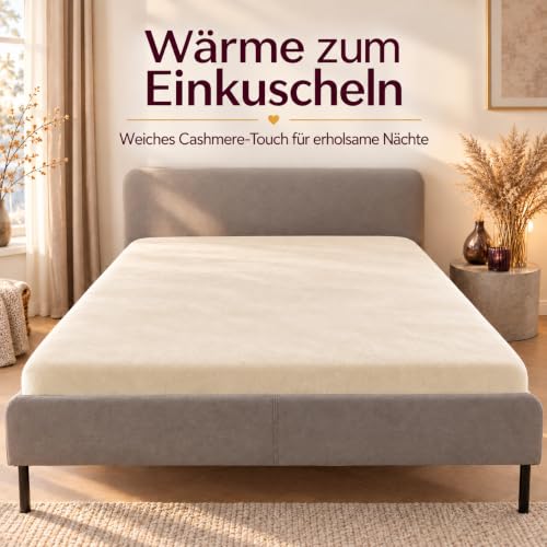Kuscheli® - warme Spannbettlaken aus Cashmere-Touch Stoff - Verschiedene Größen und Farben - Bettlaken Jersey Fleece Biber Spannbetttuch… – Ansicht 2