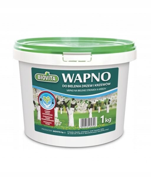 Weißanstrich für Obstbäume – 1kg Gartenkalk im praktischen Eimer, Baumanstrich für Frostschutz und Pflege