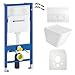 Produktbild GEBERIT Duofix Basic Vorwandelement + Wand Tiefspül WC Maio Weiß Spülrandlos + WC Sitz + Bedienplatte Delta 25 Weißer Knopf Komplettset Unterputz Spülkasten Toilette Komplett Sett WC