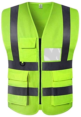 Gilets de sécurité, Haute visibilité Gilet de sécurité, Vert Fluorescent réfléchissant Multi-Poches de vêtements de Travail 2 Brace Bande for Les travaux extérieurs (Color : Yellow, Size : XL) Cover