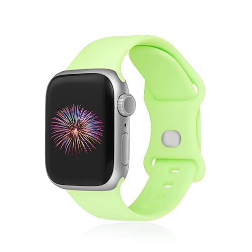 GINNARY Sport Bands Compatible with Apple Watch Band 38mm/40mm/41mm/42mm/44mm/45mm/49mm Women Men,Soft Silicone Strap Compatible with iWatch Ultra2/Ultra Series10/9/8/7/6/5/4/3/2/1/SE Pistachio Green