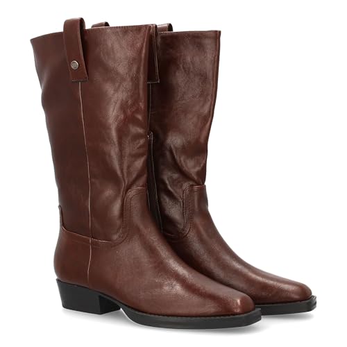 95892 Bota de campera para Mujer de Cana Media Elegante, Punta estilizada y Tacon bajo Comodo,...