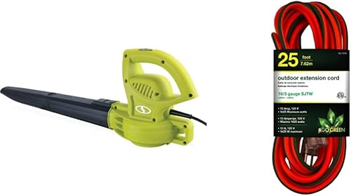 Sun Joe SBJ597E - Soplador eléctrico multiusos, 155 MPH, 6 amperios, Green & Go Green Power Inc. (GG-13725) Cable de extensión SJTW 163 para