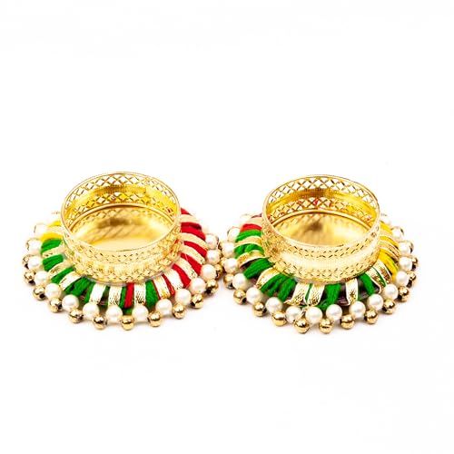 Handicraft Storeroom Decorative Diya with Tealight Holder for Comming All Festive Seasons.(Set of 2 diyas)