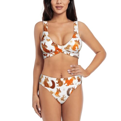 Bikini 2 pièces écureuils mignons : votre maillot de bain gainant pour la piscine